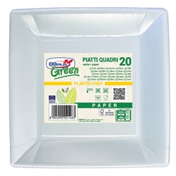 Piatti quadrati Dopla Green in carta Bi fibra vergine - conf. 20
