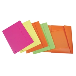 Cartella tre lembi con elastico Favorit Neon formato 33,5x42 cm dorso 2 cm colori assortiti - conf. 10