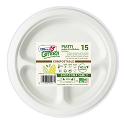 Piatti in polpa di cellulosa  Dopla Green bianco - conf. 15