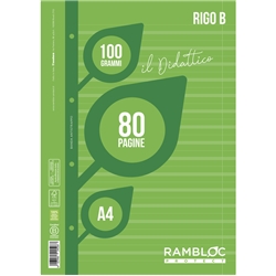 Blocco ricambio didattico Rambloc formato A4 40 ff - 100g rigatura B - 90524383- conf. 25
