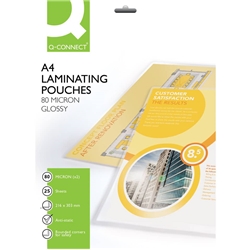 Pouches per plastificatrici Q-Connect 216x303 mm 80 micron A4 - conf. 25