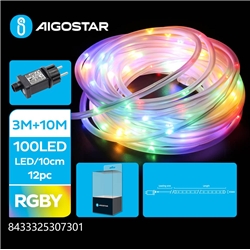 Catena luminosa tubolare per interni ed esterni a basso voltaggio Aigostar multicolore 10 m 100 led - 307301