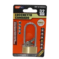 Lucchetto in ottone Emi anello lungo 32x16 mm - chiusura a chiave - 8100523