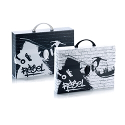 Valigetta in PPL Favorit con stampa Favorit Black&White soggetti assortiti 37,5x27x8 cm - 100501096