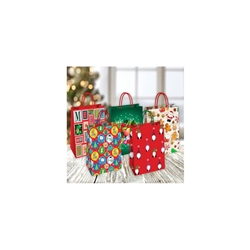 Borsa Shopper Florio Carta Christmas fantasie natalizie assortite - formato 36x12x41 cm - conf. 25