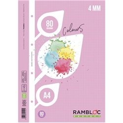 Ricambio rinforzato quaderni ad anelli Rambloc formato A4 colore rosa - 4 mm - 90524124- conf. 24