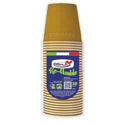 Bicchieri in polistirene Dopla Reusable oro - conf. 30