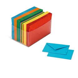 Biglietti augurali con busta Favini Burano Arcobaleno 7,2x11 cm - conf. 100