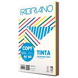 Carta Fabriano Copy Tinta Colorcart 5 colori forti 100 ff - formato A4 - 160 g - 62416021