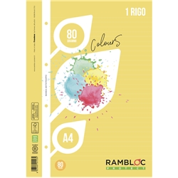 Ricambio rinforzato quaderni ad anelli Rambloc formato A4 colore giallo - 1R - 90524123- conf. 24