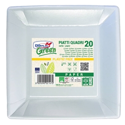 Piatti quadrati Dopla Green in carta Bi fibra vergine - conf. 20