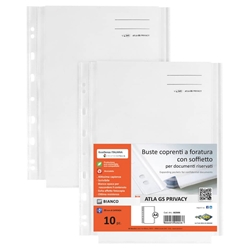 Busta coprenti con soffietto Sei Rota Atla GS - 21x29,7 cm - privacy - colore bianco opaco - 662606- conf. 10