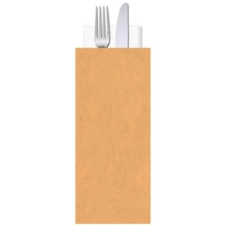 Buste porta posate in carta paglia neutra politenata Le Nappage con tovagliolo 2 veli - conf. 500