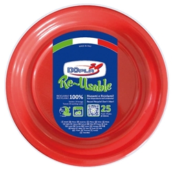 Piatti piani rosso in polistirene h.19 mm - conf. 200