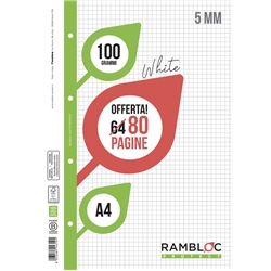Ricambio quaderni ad anelli Rambloc formato A4 -32 ff + 8 ff 5 mm 90524319- conf. 25