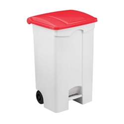 Contenitore mobile a pedale Medial Contitop 90L in PP bianco-rosso