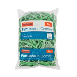 Fettucce in gomma verde 8 mm Nikoffice in busta da 1 Kg - Ø 150 mm - 0