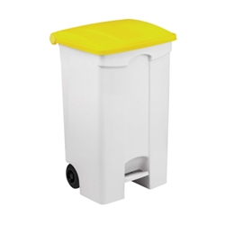 Contenitore mobile a pedale Medial Contitop 90L in PP bianco-giallo
