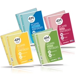 Ricambi rinforzati colorati Blasetti per quaderni ad anelli A4 80 g/m