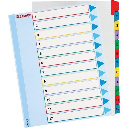 Divisori Per Raccoglitori Esselte Con 12 Tasti Colorati - Formato A4, In Cartoncino Riciclato - Foto 7