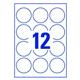 Etichette bianche lucide - Avery - Ø 6 cm - 12 etichette/ff - 25 fogli - conf. 300