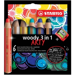 Matite colorate Stabilo Woody 3 in 1 punta larga - conf. 6