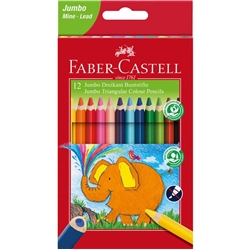Matite colorate Jumbo Faber Castell forma triangolare - colori assortiti - conf. 12