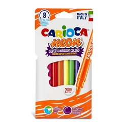 Pennarelli lavabili punta tonda Carioca colori assortiti neon - conf. 8