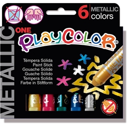Playcolor tempera solida in stick 6 colori assortiti metallic - 10 gr 10321- conf. 6
