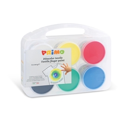 Tempera a dita per tessuti Primo 100 g - valigetta 6 colori primari in vasetti in polipropilene - 228TXD100SP- conf. 6