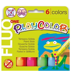 Playcolor tempera solida in stick 6 colori assortiti fluo - 10 gr 10431- conf. 6