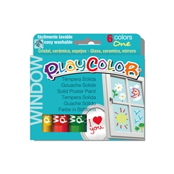 Playcolor tempera solida in stick 6 colori assortiti per vetri- 10 gr 2001- conf. 6