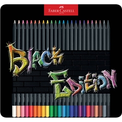 Matite colorate Faber-Castell Black Edition - colori assortiti - astuccio in metallo - conf. 24