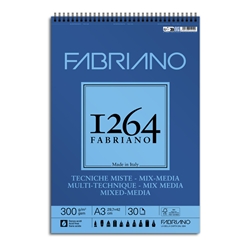Blocco spiralato tecniche miste Fabriano 1264 - 300 g A3 - 30 fogli - 19100644
