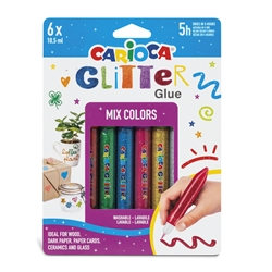 Colla colorata 10,5 ml Carioca effetto glitter - blister da 6 - conf. 6