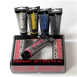 Set colori acrilici primari Maimeri in tubetto 75 ml 5 colori assortiti - M0998190- conf. 5