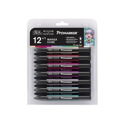 Pennarelli doppia punta Winsor&Newton 12 colori assortiti manga chibi - 0290141- conf. 12