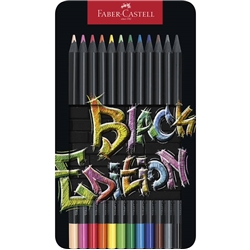 Matite colorate Faber Castell Black Edition - colori assortiti - astuccio in metallo - conf. 12
