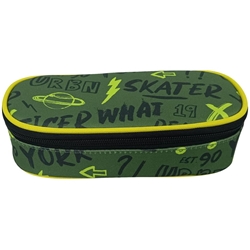 Astuccio ovalino con cerniera piccolo Donau 21x5,5x10,5 cm motivo New York verde - 322131085