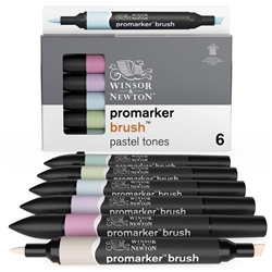 Pennarelli doppia punta Winsor&Newton brush 6 colori assortiti pastello - 0290125- conf. 6