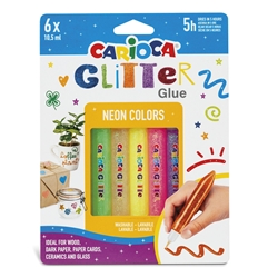 Colla colorata 10,5 ml Carioca effetto glitter - blister da 6 - conf. 6