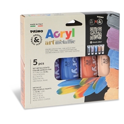 Colore acrilico Primo in bottiglia PET con tappo dosatore 75 ml tinte metal - conf. 5