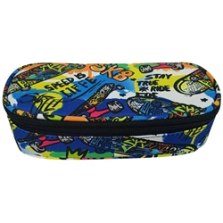 Astuccio ovalino con cerniera piccolo Donau 21x5,5x10,5 cm motivo skater colorato - 322131084