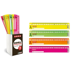 Righelli con puntatore per compasso Arda in barattolo da 24 colori fluo R17FLBAR- conf. 24