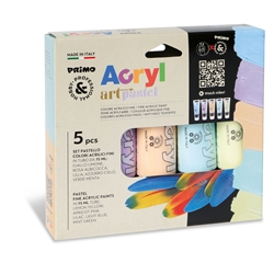 Colore acrilico Primo in bottiglia PET con tappo dosatore 75 ml tinte pastello - conf. 5