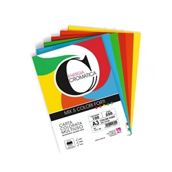 Carta colorata Deco Cromatica colori forti formato A3 100 ff - 5 colori assortiti 200 gr - 12311/100