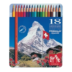Matite colorate acquerellabili Carand'Ache Prismalo scatola di metallo 18 colori assortiti - 999318- conf. 18