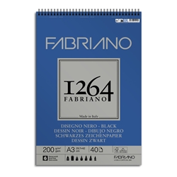 Blocco da disegno spiralato 1264 200 g - 40 fogli neri A3 - 19100653