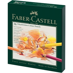 Matite colorate permanenti Faber Castell Polychromos mina 3,8 mm box similpelle assortiti - conf. 36