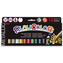 Playcolor tempera solida in stick 12 colori assortiti metallic -10 gr 10121- conf. 12